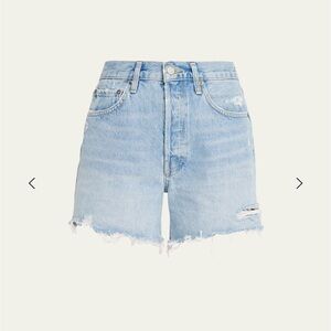 AGOLDE Parker Long light wash frayed shorts